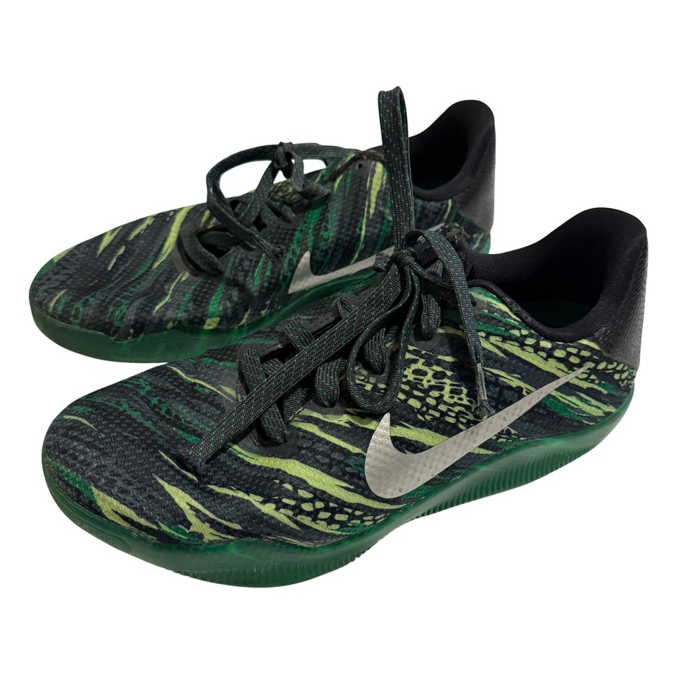 Nike Kobe 11 Mamba Curial Green Black Silver Basketball Shoes 822945-003 Size 7Y